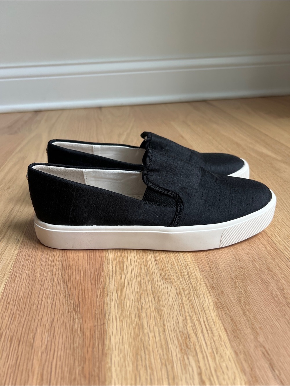 Sam Edelman Black Slip-On Platform Sneakers with White Soles